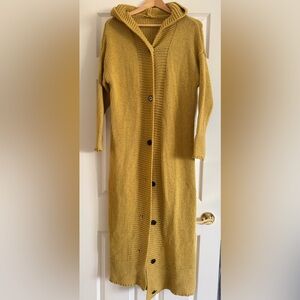 ZARA Mustard Yellow Women's Hooded Sweater Cardigan Coat